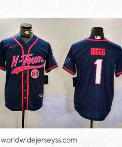 Finely crafted Houston Texans 1 Stefon Diggs Navy With Patch Cool Base Stitched Baseball Jersey 1