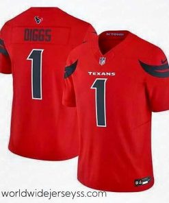 Finely crafted Houston Texans 1 Stefon Diggs Red Red 2024 Alternate F.U.S.E Vapor Stitched Jersey