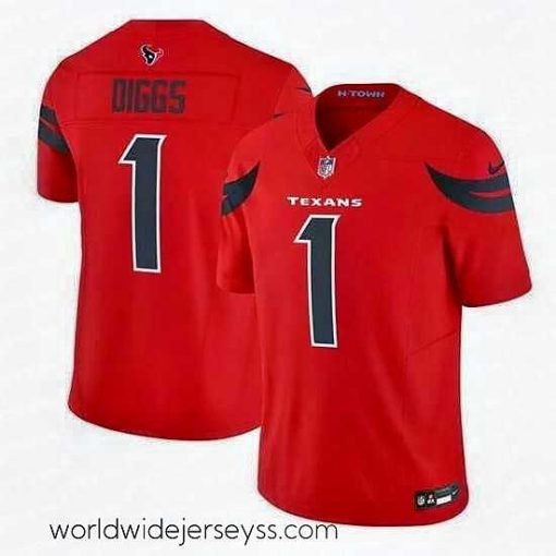 Finely crafted Houston Texans 1 Stefon Diggs Red Red 2024 Alternate F.U.S.E Vapor Stitched Jersey