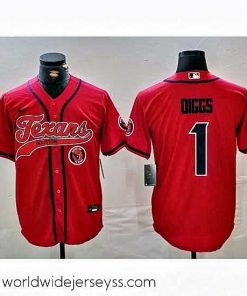 Finely crafted Houston Texans 1 Stefon Diggs Red With Patch Cool Base Stitched Baseball Jersey 3