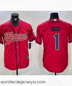 Marvelously styled Houston Texans 1 Stefon Diggs Red With Patch Cool Base Stitched Baseball Jersey