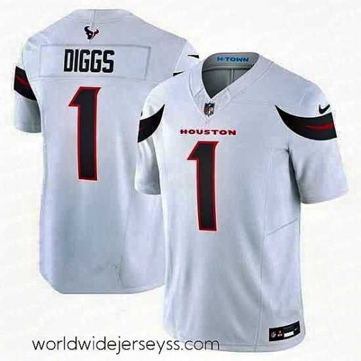 Finely crafted Houston Texans 1 Stefon Diggs White 2024 Vapor F.U.S.E  Limited Stitched Jersey
