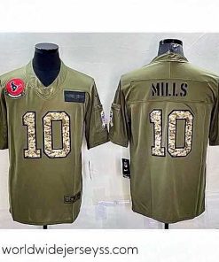 Marvelously styled Houston Texans 10 Davis Mills Olive Camo Salute To Service Limited Stitched Jersey