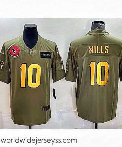 Exceptionally fashioned Houston Texans 10 Davis Mills Olive Gold Salute To Service Limited Stitched Jersey