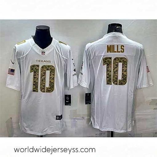 Marvelously styled Houston Texans 10 Davis Mills White Camo Salute To Service Limited Stitched Jersey