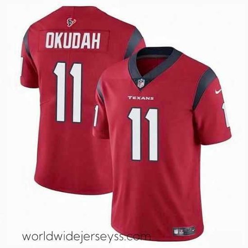 Exquisitely designed Houston Texans 11 Jeff Okudah Red Vapor Untouchable Stitched Football Jersey