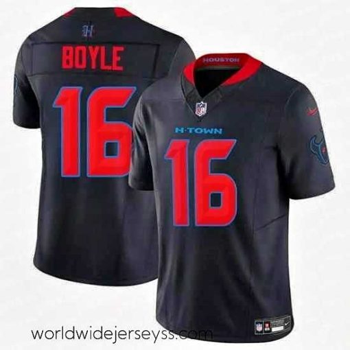 Exquisitely designed Houston Texans 16 Tim Boyle Navy 2024 2nd Alternate F.U.S.E Vapor Stitched Jersey