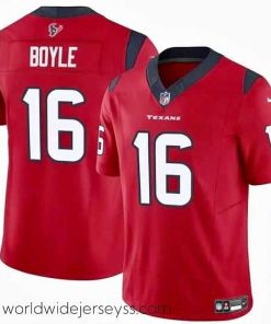 Superbly made Houston Texans 16 Tim Boyle Red 2024 F.U.S.E Vapor Untouchable Stitched Football Jersey
