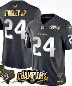 Exceptionally fashioned Houston Texans 24 Derek Stingley Jr  Black Golden 2023 F.U.S.E  With AFC South Champions Patch And Team Logo Patch Limited Stitched Football Jersey