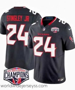 Marvelously styled Houston Texans 24 Derek Stingley Jr  Navy F.U.S.E  2024 AFC South Division Champions Vapor Limited Stitched Football Jersey