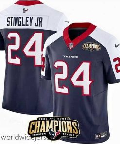 Marvelously styled Houston Texans 24 Derek Stingley Jr  Navy White 2023 F.U.S.E  AFC South Champions Patch Limited Stitched Football Jersey