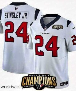 Exquisitely designed Houston Texans 24 Derek Stingley Jr  White 2023 F.U.S.E  AFC South Champions Patch Vapor Untouchable Limited Stitched Football Jersey