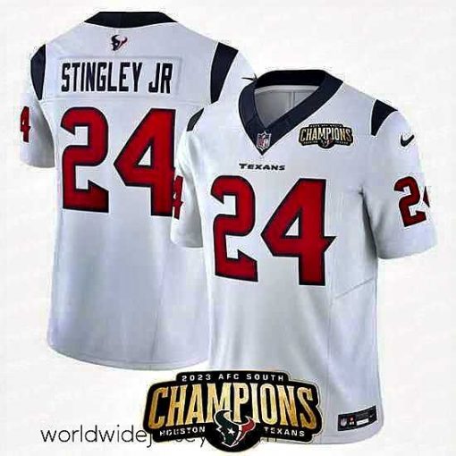 Exquisitely designed Houston Texans 24 Derek Stingley Jr  White 2023 F.U.S.E  AFC South Champions Patch Vapor Untouchable Limited Stitched Football Jersey