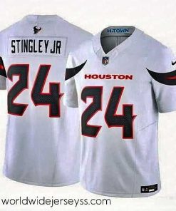 Marvelously styled Houston Texans 24 Derek Stingley Jr  White 2024 Vapor F.U.S.E  Limited Stitched Jersey