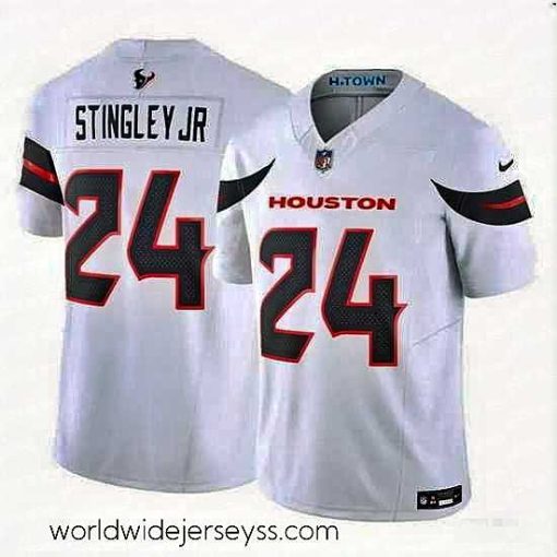 Marvelously styled Houston Texans 24 Derek Stingley Jr  White 2024 Vapor F.U.S.E  Limited Stitched Jersey