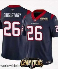 Finely crafted Houston Texans 26 Devin Singletary Navy 2023 F.U.S.E  AFC South Champions Patch Vapor Untouchable Limited Stitched Football Jersey