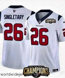 Finely crafted Houston Texans 26 Devin Singletary White 2023 F.U.S.E  AFC South Champions Patch Vapor Untouchable Limited Stitched Football Jersey
