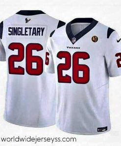 Finely crafted Houston Texans 26 Devin Singletary White 2023 F.U.S.E  With John Madden Patch Vapor Limited Stitched Football Jersey
