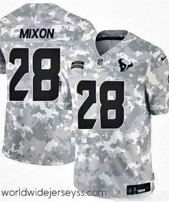 Exceptionally fashioned Houston Texans 28 Joe Mixon 2024 F.U.S.E Arctic Camo Salute To Service Limited Stitched Football Jersey