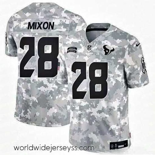 Exceptionally fashioned Houston Texans 28 Joe Mixon 2024 F.U.S.E Arctic Camo Salute To Service Limited Stitched Football Jersey