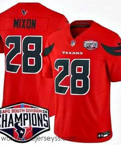 Superbly made Houston Texans 28 Joe Mixon Red F.U.S.E  2024 AFC South Division Champions Vapor Limited Stitched Football Jersey
