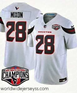Exquisitely designed Houston Texans 28 Joe Mixon White F.U.S.E  2024 AFC South Division Champions Vapor Limited Stitched Football Jersey