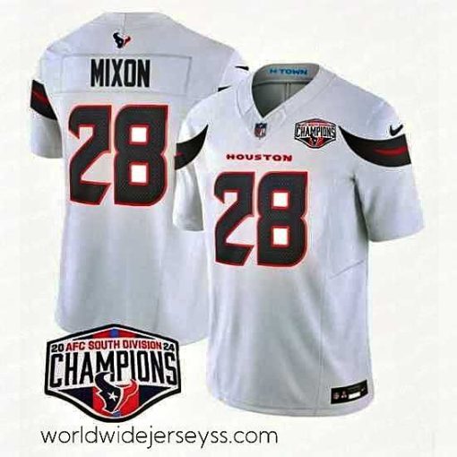 Exquisitely designed Houston Texans 28 Joe Mixon White F.U.S.E  2024 AFC South Division Champions Vapor Limited Stitched Football Jersey