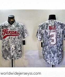 Marvelously styled Houston Texans 3 Tank Dell Camo With Patch Cool Base Stitched Baseball Jersey