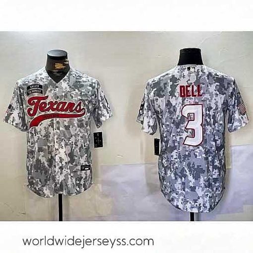 Marvelously styled Houston Texans 3 Tank Dell Camo With Patch Cool Base Stitched Baseball Jersey