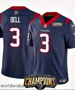 Exquisitely designed Houston Texans 3 Tank Dell Navy 2023 F.U.S.E  AFC South Champions Patch Vapor Untouchable Limited Stitched Football Jersey
