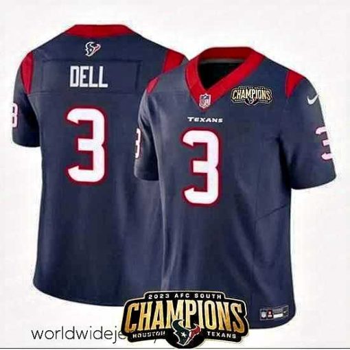 Exquisitely designed Houston Texans 3 Tank Dell Navy 2023 F.U.S.E  AFC South Champions Patch Vapor Untouchable Limited Stitched Football Jersey