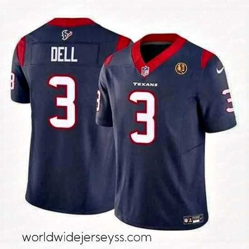 Finely crafted Houston Texans 3 Tank Dell Navy 2023 F.U.S.E  With John Madden Patch Vapor Limited Stitched Football Jersey