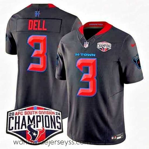 Finely crafted Houston Texans 3 Tank Dell Navy 2nd Alternate F.U.S.E  2024 AFC South Division Champions Vapor Limited Stitched Football Jersey