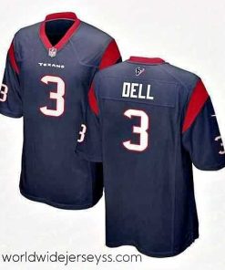 Exquisitely designed Houston Texans 3 Tank Dell Navy Stitched Game Football Jersey