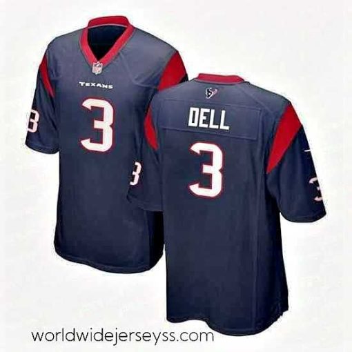 Exquisitely designed Houston Texans 3 Tank Dell Navy Stitched Game Football Jersey