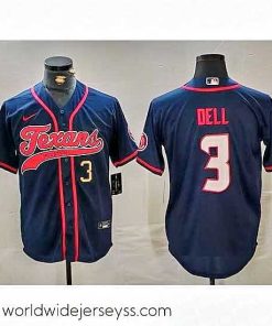 Exquisitely designed Houston Texans 3 Tank Dell Navy With Patch Cool Base Stitched Baseball Jersey 2