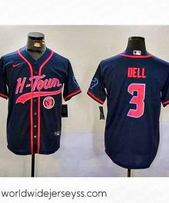 Exceptionally fashioned Houston Texans 3 Tank Dell Navy With Patch Cool Base Stitched Baseball Jersey 2
