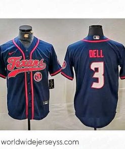 Marvelously styled Houston Texans 3 Tank Dell Navy With Patch Cool Base Stitched Baseball Jersey 4