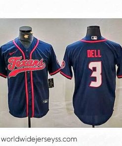Finely crafted Houston Texans 3 Tank Dell Navy With Patch Cool Base Stitched Baseball Jersey
