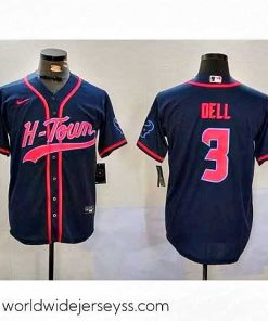Exquisitely designed Houston Texans 3 Tank Dell Navy With Patch Cool Base Stitched Baseball Jersey