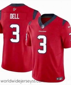 Marvelously styled Houston Texans 3 Tank Dell Red 2023 F.U.S.E Vapor Untouchable Stitched Football Jersey