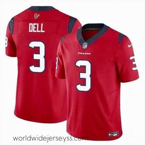 Marvelously styled Houston Texans 3 Tank Dell Red 2023 F.U.S.E Vapor Untouchable Stitched Football Jersey