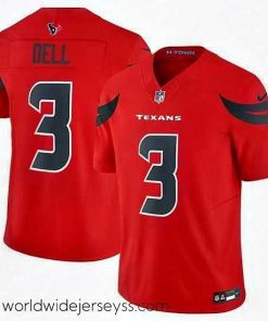 Superbly made Houston Texans 3 Tank Dell Red 2024 Alternate F.U.S.E Vapor Stitched Jersey