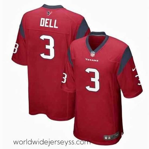 Exceptionally fashioned Houston Texans 3 Tank Dell Red Stitched Game Football Jersey