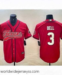 Marvelously styled Houston Texans 3 Tank Dell Red With Patch Cool Base Stitched Baseball Jersey