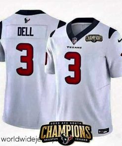 Exquisitely designed Houston Texans 3 Tank Dell White 2023 F.U.S.E  AFC South Champions Patch Vapor Untouchable Limited Stitched Football Jersey