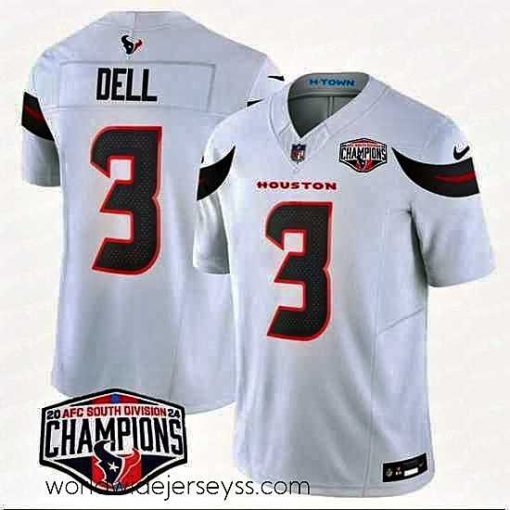 Marvelously styled Houston Texans 3 Tank Dell White F.U.S.E  2024 AFC South Division Champions Vapor Limited Stitched Football Jersey