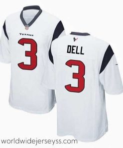 Exquisitely designed Houston Texans 3 Tank Dell White Stitched Game Football Jersey