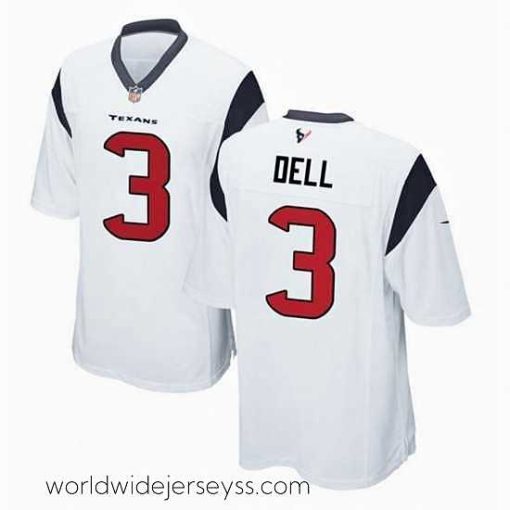 Exquisitely designed Houston Texans 3 Tank Dell White Stitched Game Football Jersey