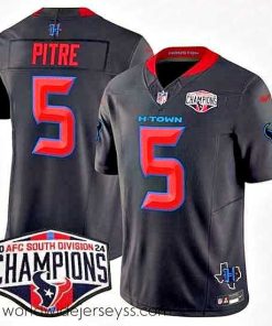 Exquisitely designed Houston Texans 5 Jalen Pitre Navy 2nd Alternate F.U.S.E  2024 AFC South Division Champions Vapor Limited Stitched Football Jersey